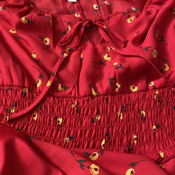 Red Floral Mini Dress - Picture 3 of 4